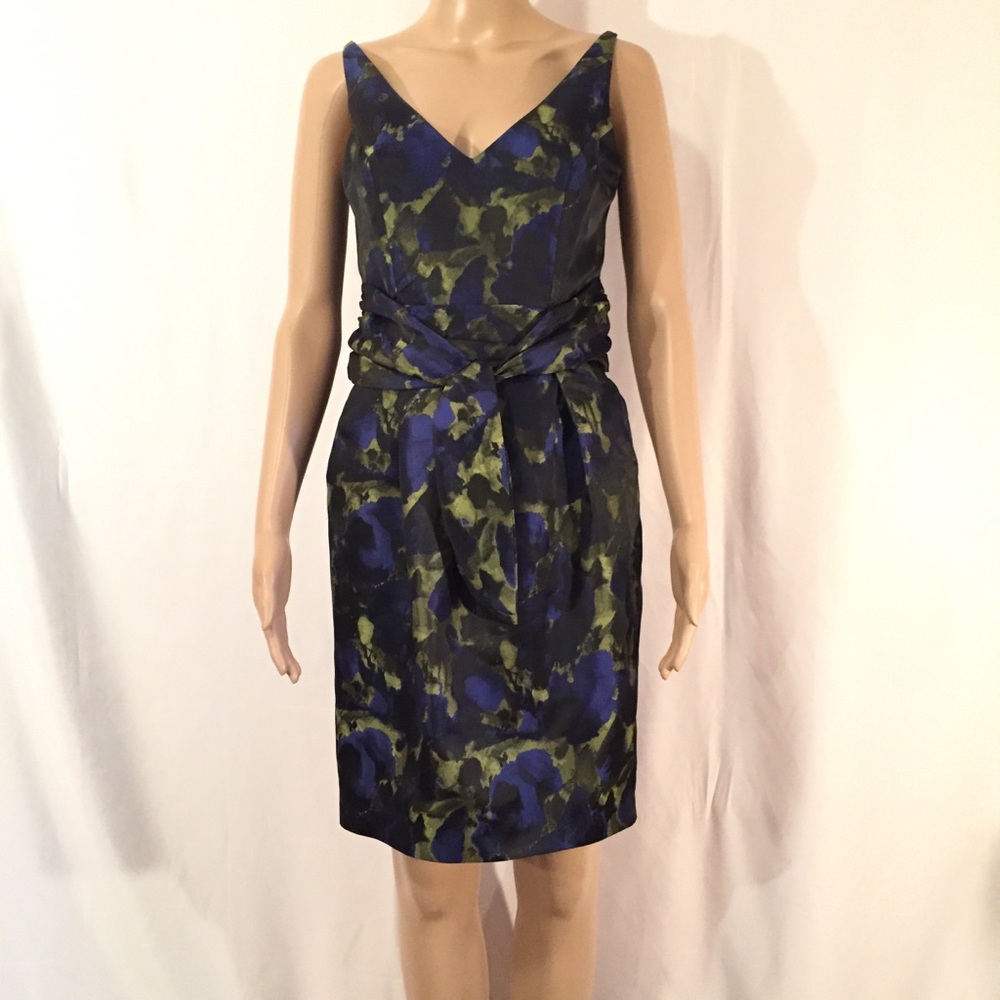 Aidan Mattox Vibrant Blue and Gold Cocktail Dress
